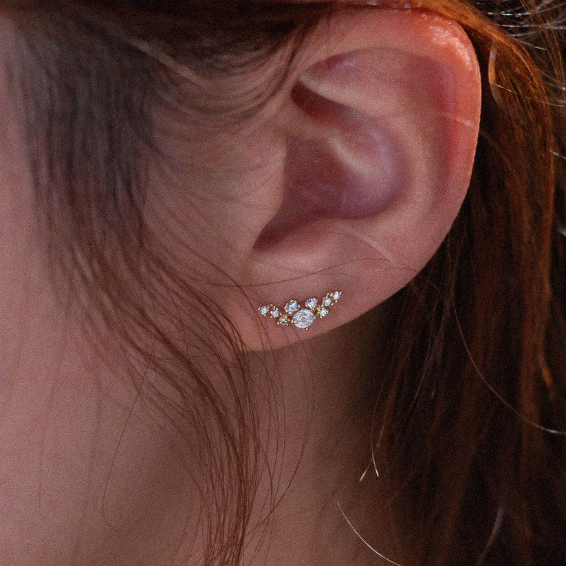 10K Solid Gold Diamonds Angel Wings Earrings