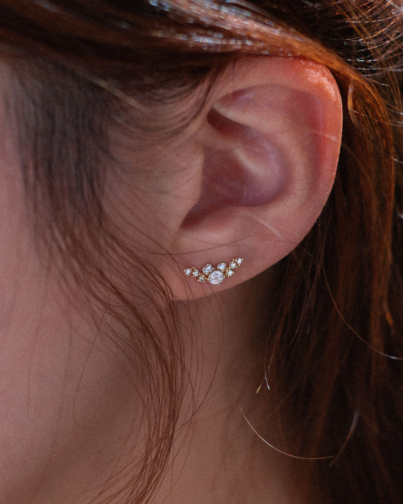 10K Solid Gold Diamonds Angel Wings Earrings