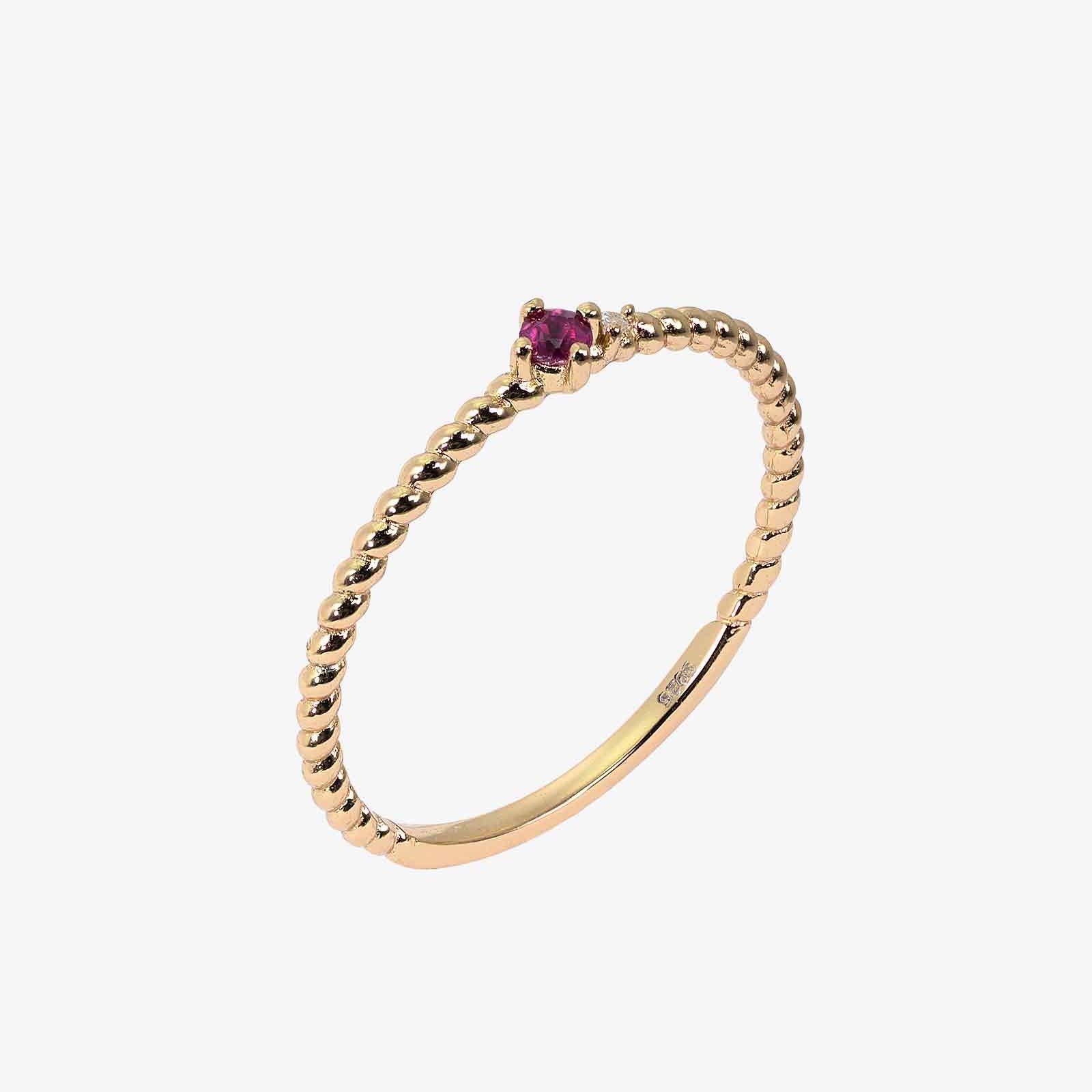 Candy Cane Natural Ruby Ring