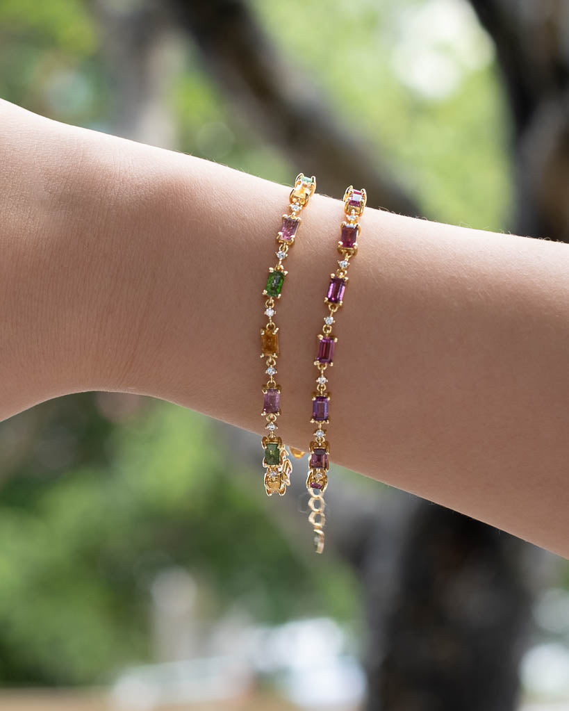 Mini Rhodolite Garnet Station Bracelet