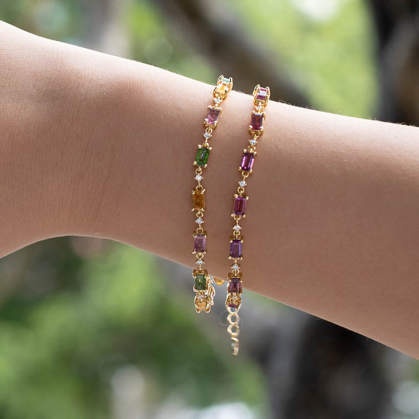 Mini Rhodolite Garnet Station Bracelet