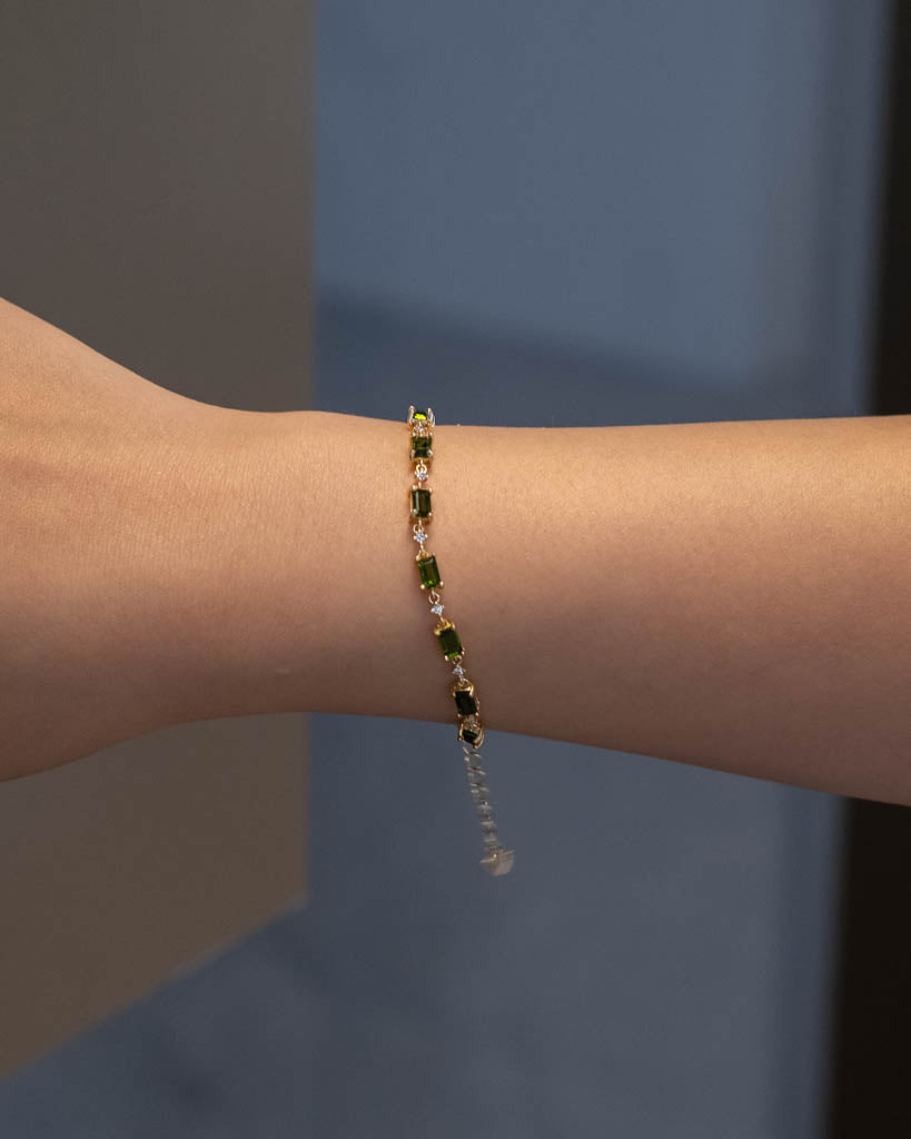 Mini Chrome Diopside Station Bracelet