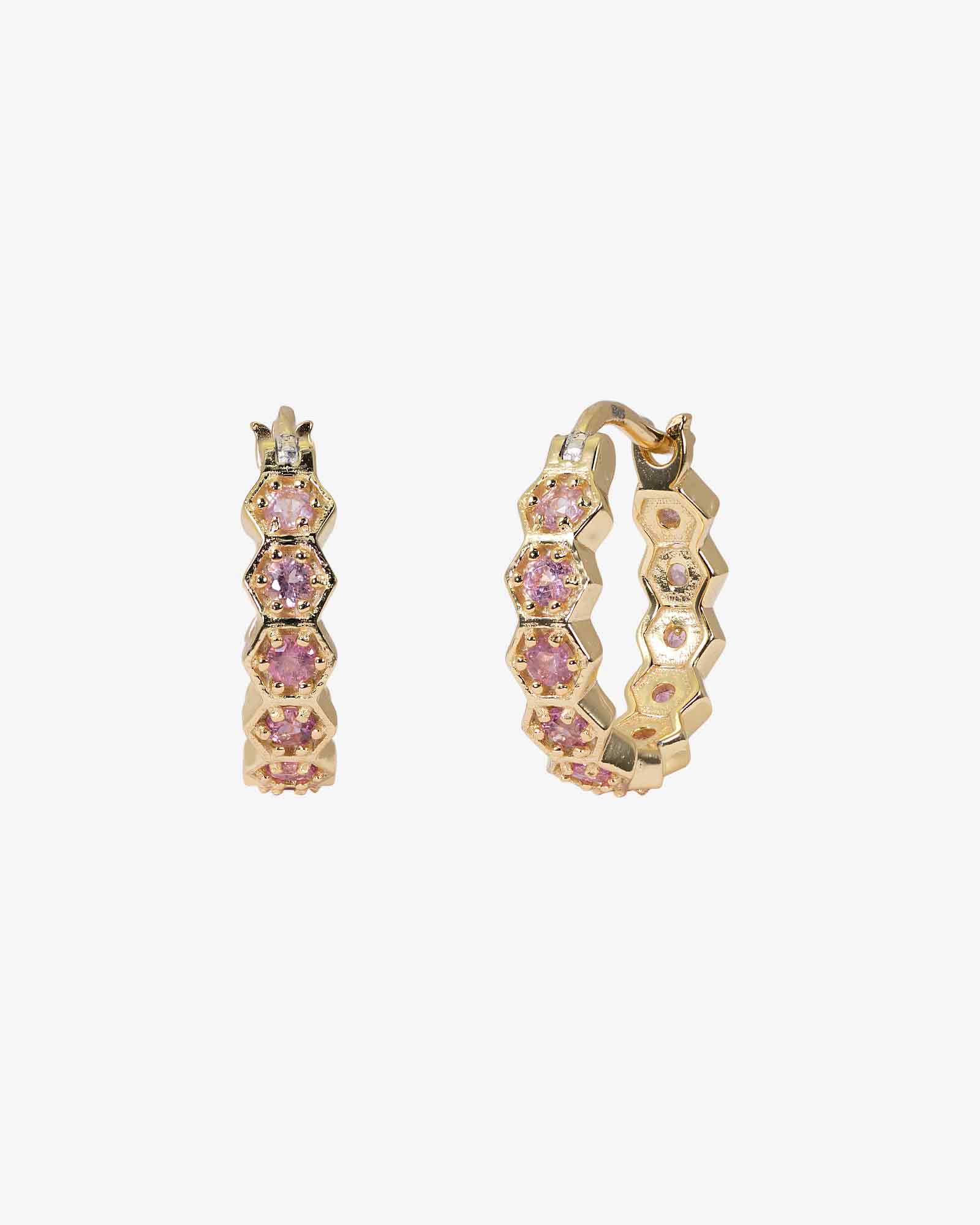Honeycomb Pink Tourmaline Huggies