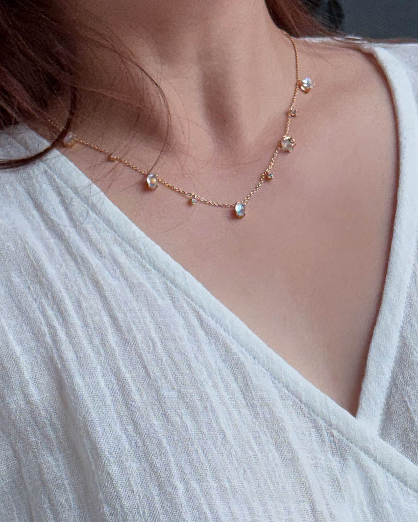 Rainbow Moonstone Sliding Necklace