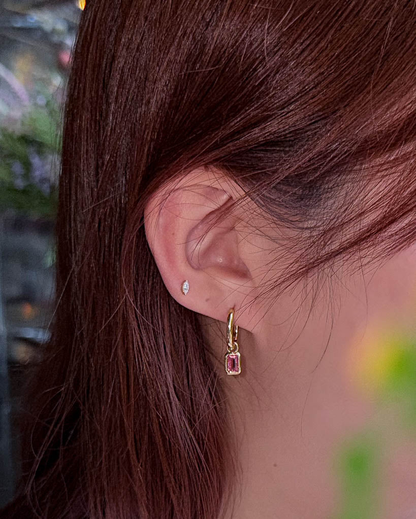 Two-way Pink Tourmaline Hoops