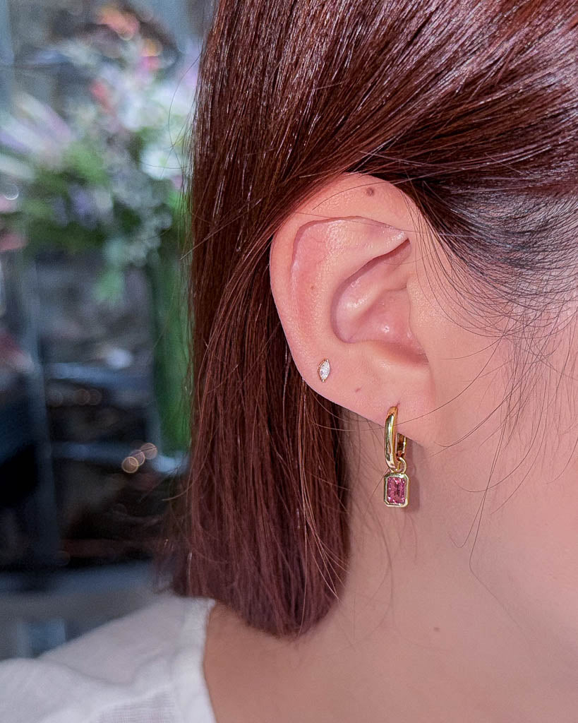 Two-way Pink Tourmaline Hoops