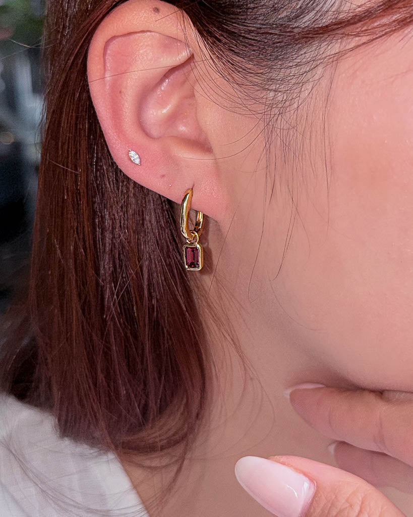 Two-way Rhodolite Garnet Hoops