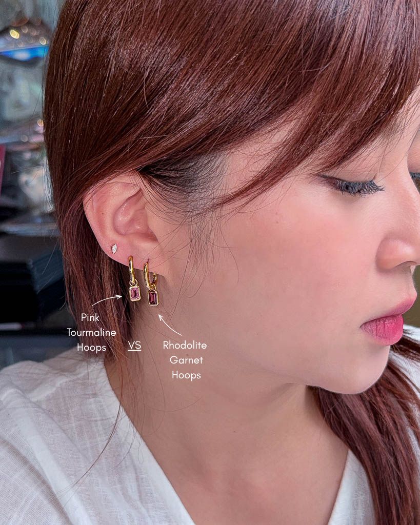 Two-way Pink Tourmaline Hoops