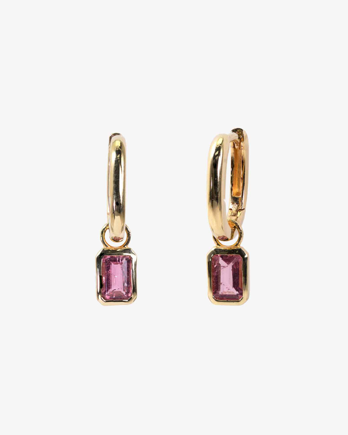 Two-way Pink Tourmaline Hoops