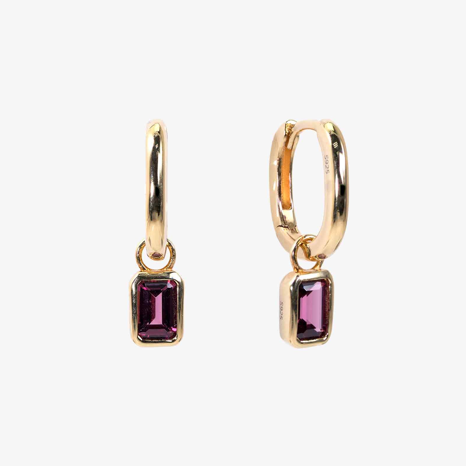 Two-way Rhodolite Garnet Hoops