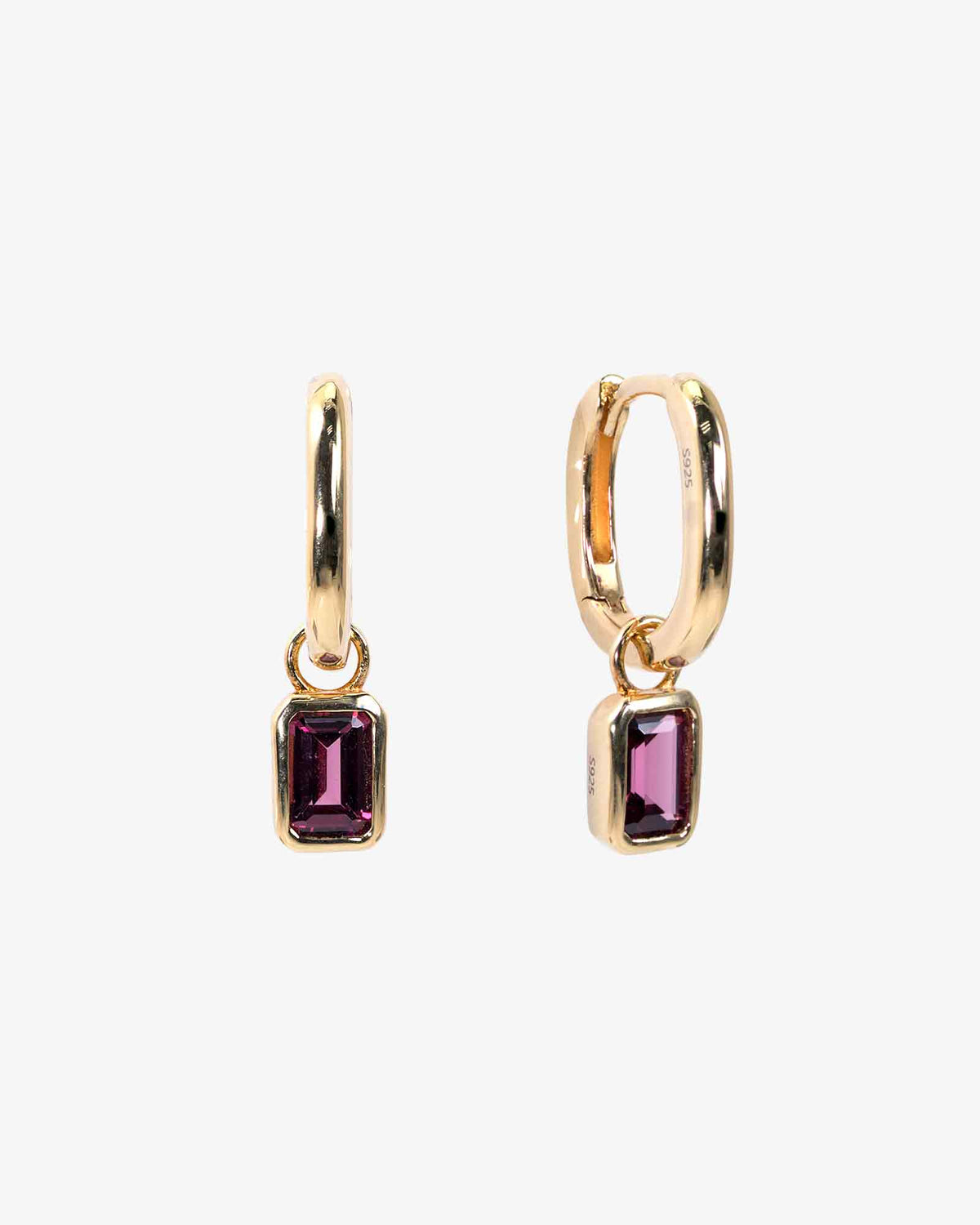 Two-way Rhodolite Garnet Hoops