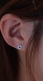 Blue Sapphire Flower Studs