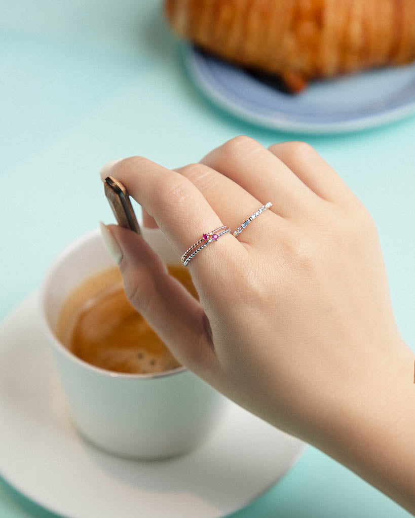 Candy Cane Natural Ruby Ring
