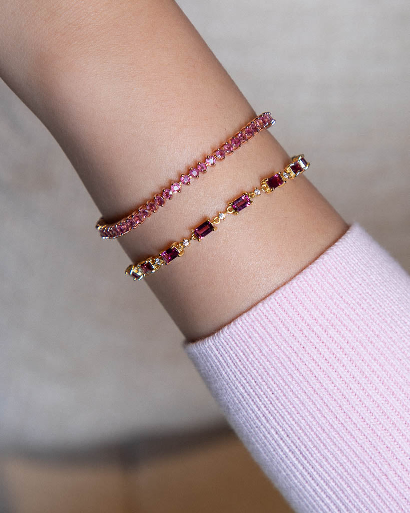 Mini Pink Tourmaline Tennis Bracelet